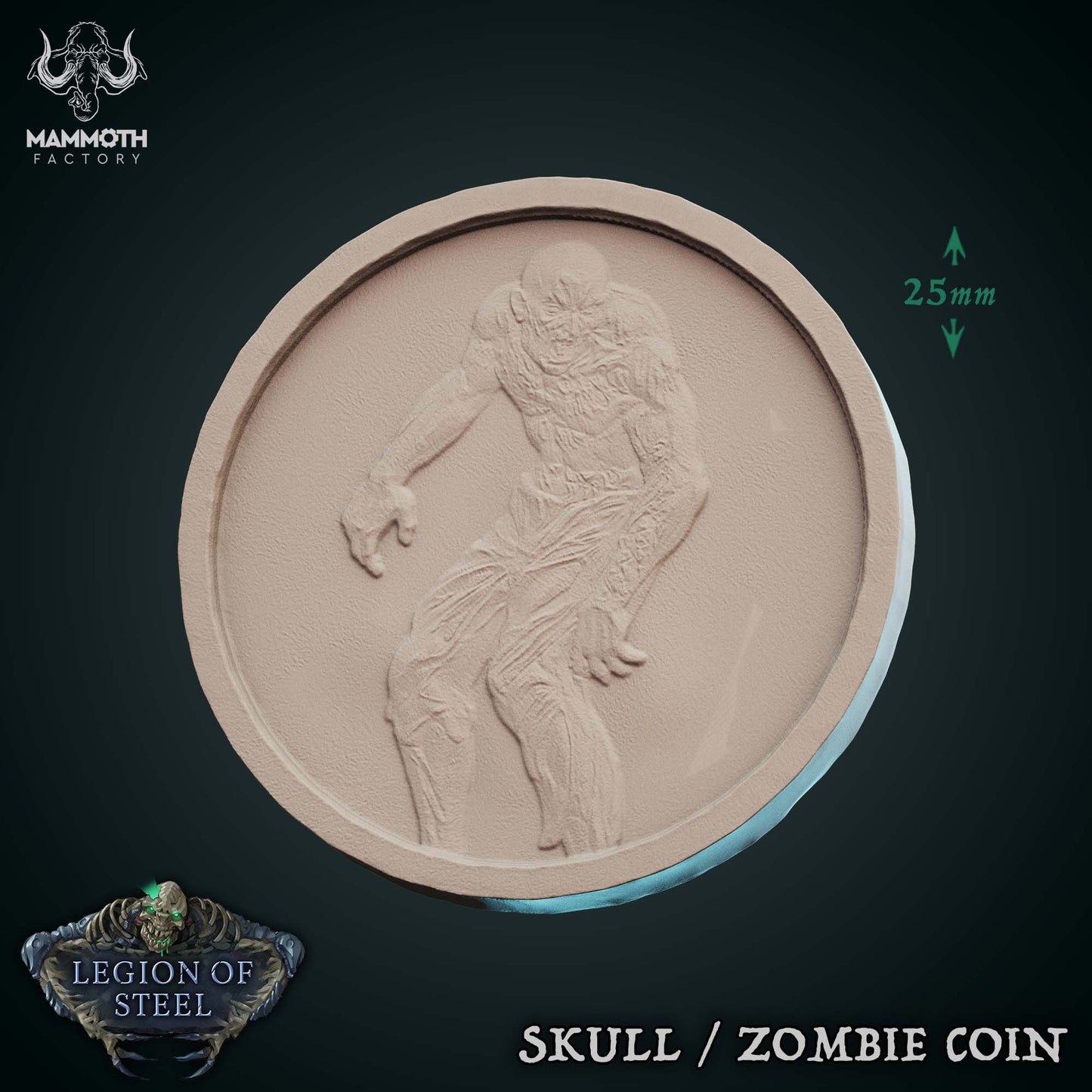 Mass Combat Markers – Skull Zombie Coin, Soldier Pin, Zombie Pin – Tabletop RPG Accessories