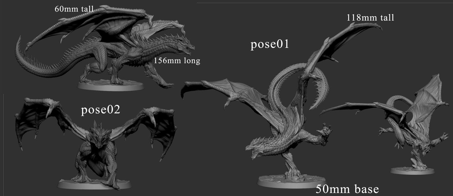 Adolescent (Young) Red Dragon Miniatures